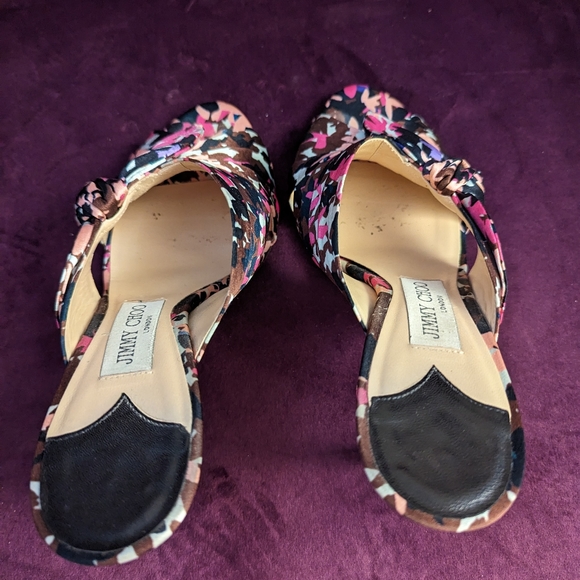 Jimmy achoo Floral Silk Mules 37 1/2 - Picture 3 of 7